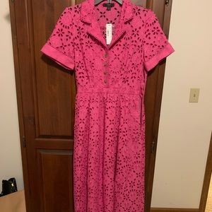 NWT J. Crew Pink Eyelet Midi